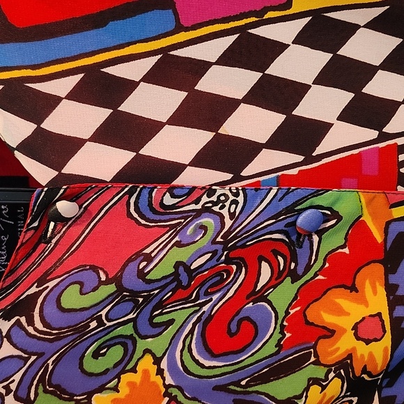 Diane Freis Chiffon two-piece dress of abstract print in multi-colors - Picture 8 of 17